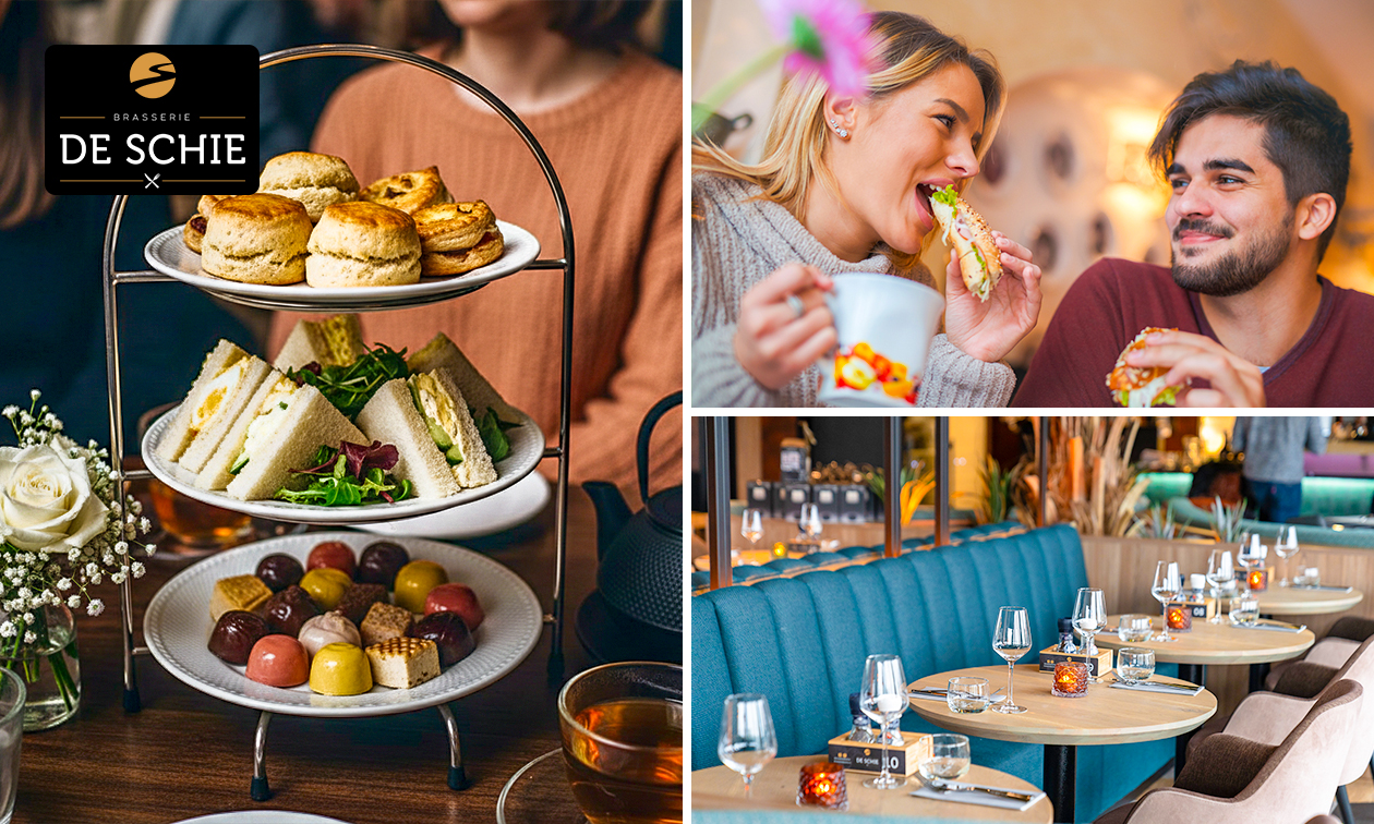 High tea (2,5 uur) + glas bubbels bij Brasserie De Schie