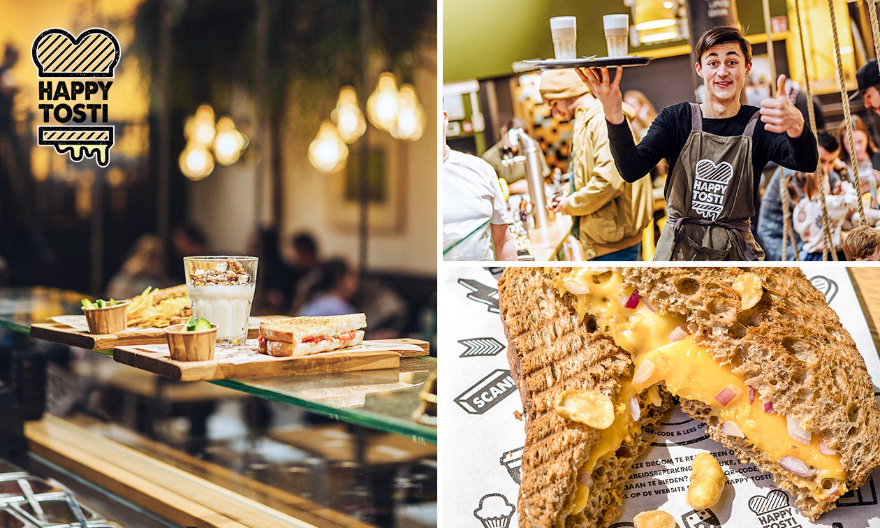 2-gangen keuzelunch Bij Happy Tosti in hartje Den Haag