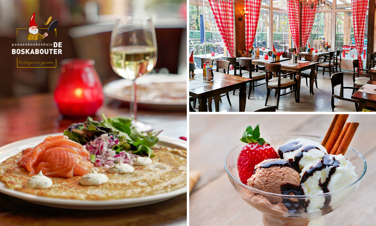 Pannenkoek + soep of nagerecht + evt. broodje bij Pannenkoekenhuis De Boskabouter