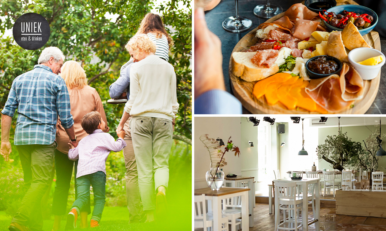 Wandelarrangement + koffie of thee + gebak + borrelplank bij UNIEK